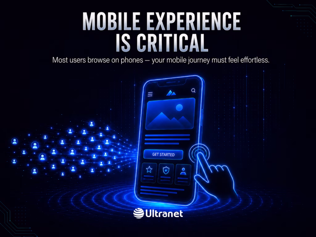 Mobile-friendly website interface showing an easy smartphone user experience designed to improve conversions.