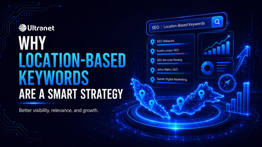 Modern SEO infographic showing how location-based keywords improve visibility, relevance and business growth in Malaysia